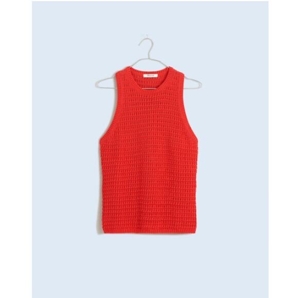 Madewell Crushed Watermelon Crochet-Knit Crewneck Sweater Tank Size Small - Picture 3 of 12